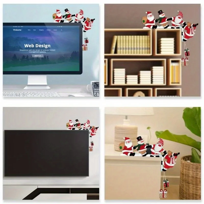 Hot Sale New Santa Door Corner Decor Christmas Cartoon Door Frame Decor Snowman Reindeer Wooden Pendant Party House Decor