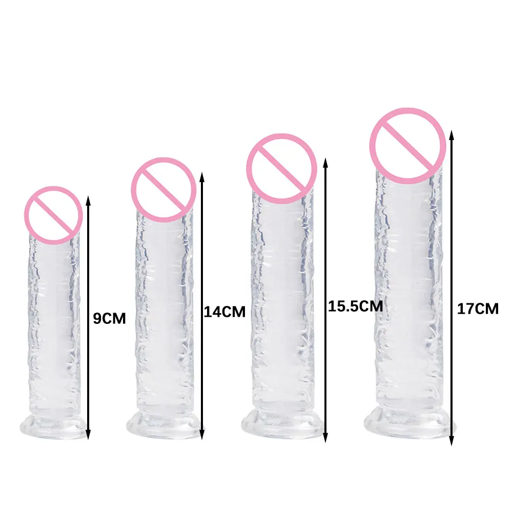 Dildo Transparente Realista para Mulheres, Gelatina de Ventosa, Brinquedos Sexuais Eróticos, Clitori Suave, Masturbadores Vaginais, Pênis, Adulto