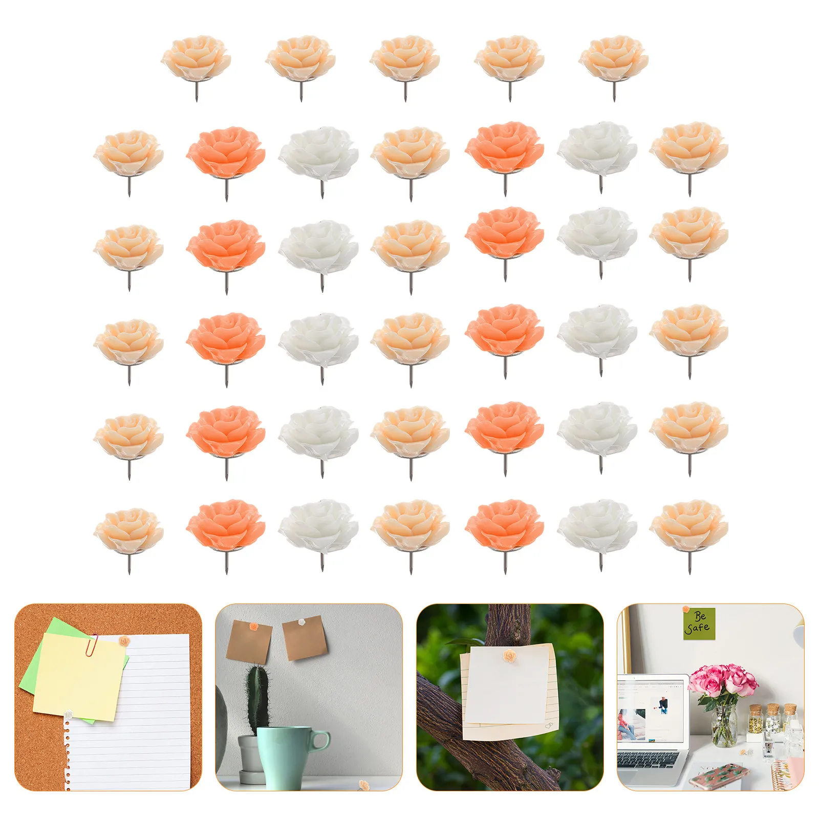 40Pcs Flower Pushpins Creative Decorative Thumbtacks for Bulletin Board Office Study Dorm Room Wall Art Photos Documents Display