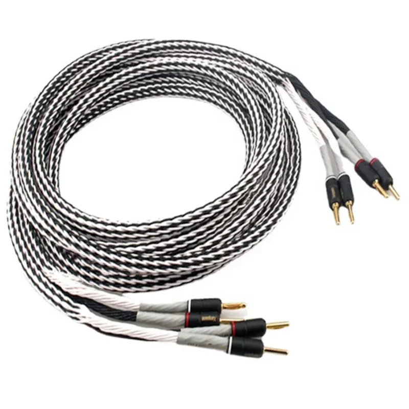 12TC OCC Speaker Cable HiFi Audio CD Amplifier Speaker Wire Gold-plated Banana Plug