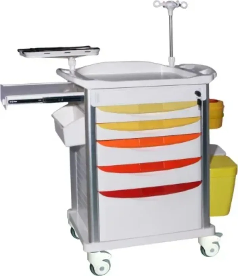 ABS anesthe Trolley for Emergency Treatment Hospital Furniture Instrument Dressing Medical Plastic Medicine Trolley