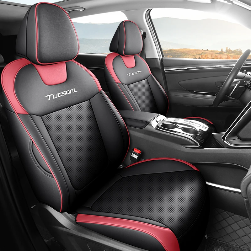 For Hyundai Tucson 2021 2022 2023 2024 2025 Custom Fitted Faux Leather Car Seat Covers Full Set Interior Protector Accessories