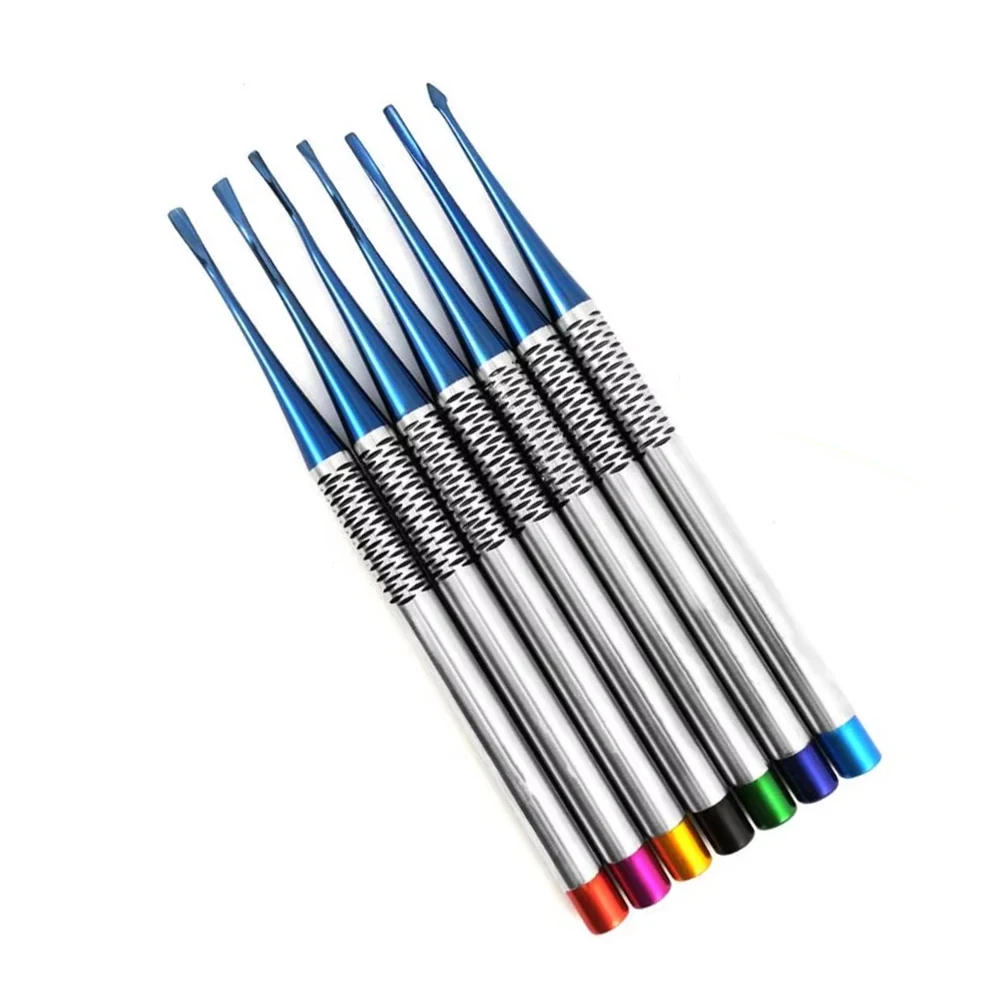 7 قطعة طقم جراحة الأسنان سبائك التيتانيوم الجذر المصاعد النازع لأدوات جراحة استخراج الأسنان على الحد الأدنى #6