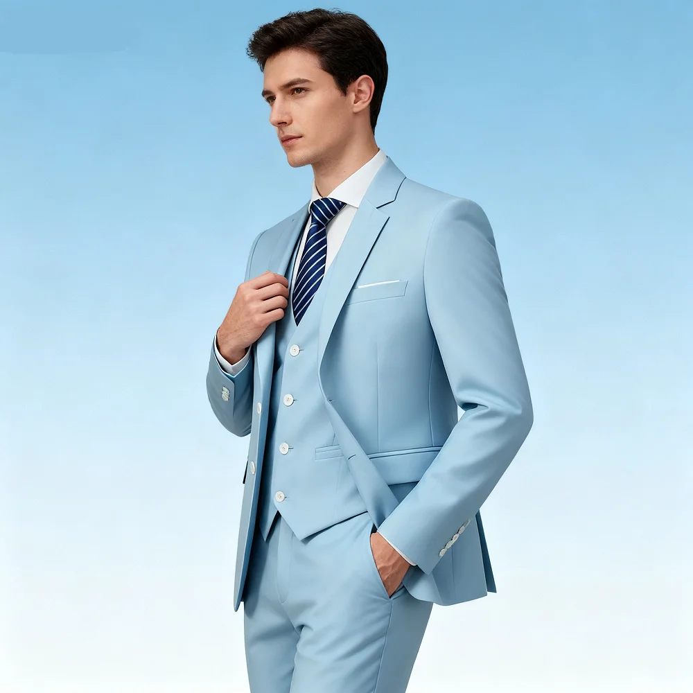 

Men's Big & Tall Slim Fit Business Casual Suit for Weddings Genuine Blazer Waistcoat And Pants Dress Trousers US Size
