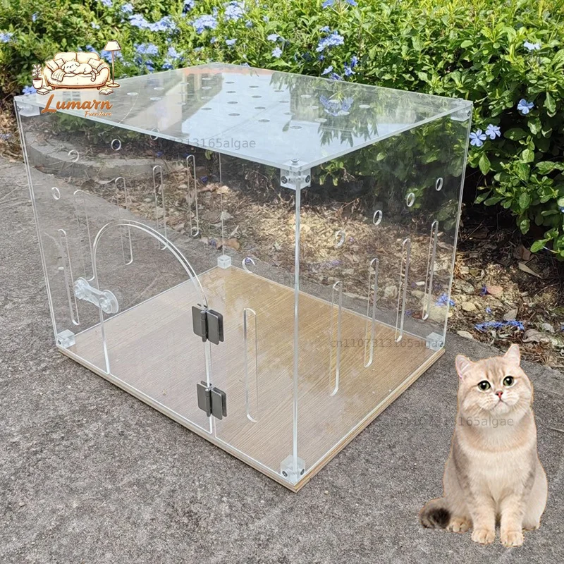 Transparent Acrylic Cat Cage Indoor Portable Inside House Cat Cage Cheap Small Medium Cats Villa Display Store Pet Supplies