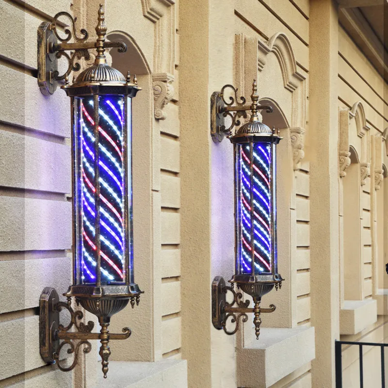 hair turn light retro wall-mounted barber shop turn light wall-mounted outdoor waterproof hair salon turn light rotating specia