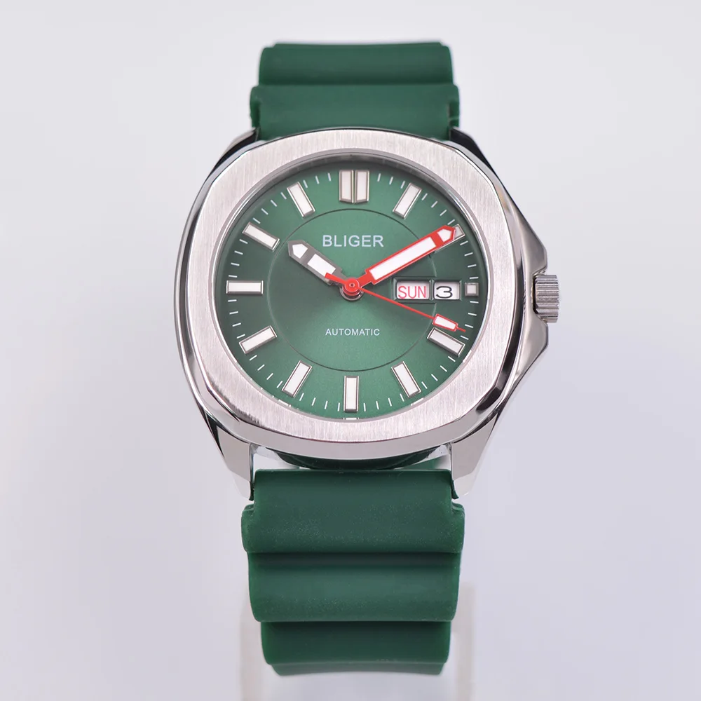 

BLIGER Green Sterile Dial Watch for NH36A Automatic Mens Sapphire glass Stainless Watch Waterproof Clock Custom logo Date Watchs