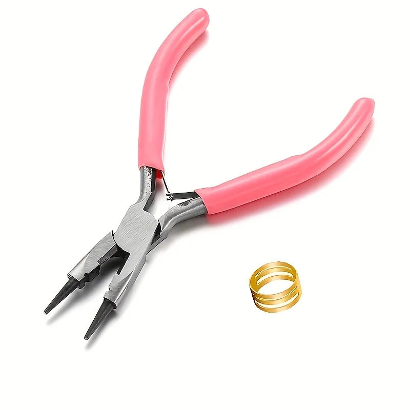 2pcs Pink multifunctional round mouth jewelry pliers+open ring, handmade pliers tools used by tailors to make DIY jewelry