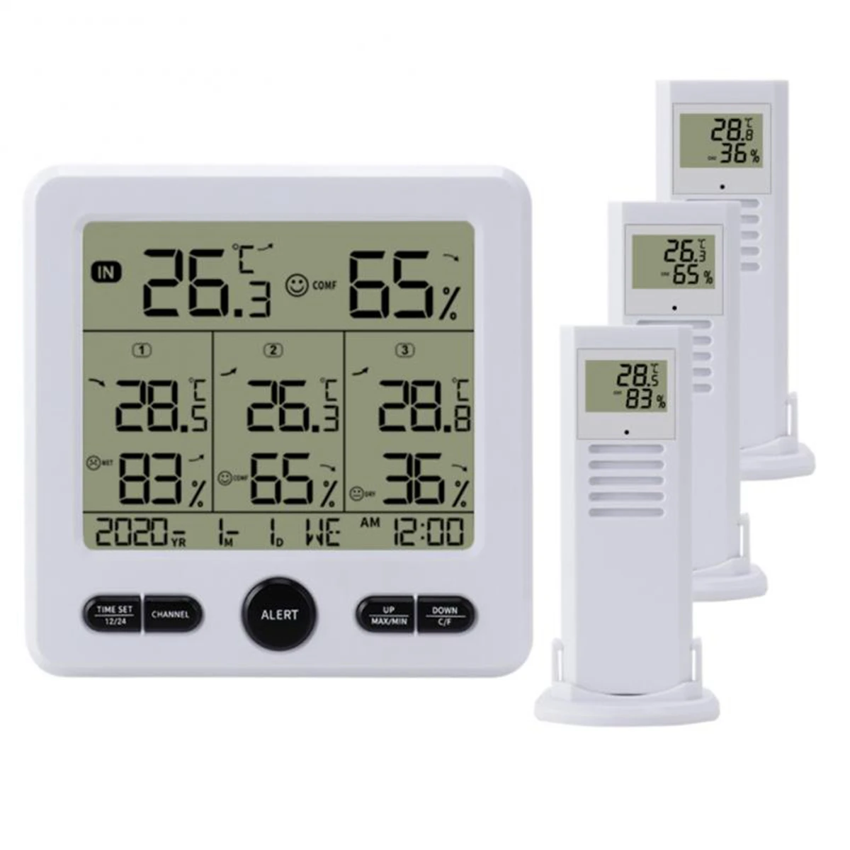 TS-6210-W Multifunction Temperature Hygrometer Wireless Digital Weather Station Indoor Outdoor Forecast Sensor White