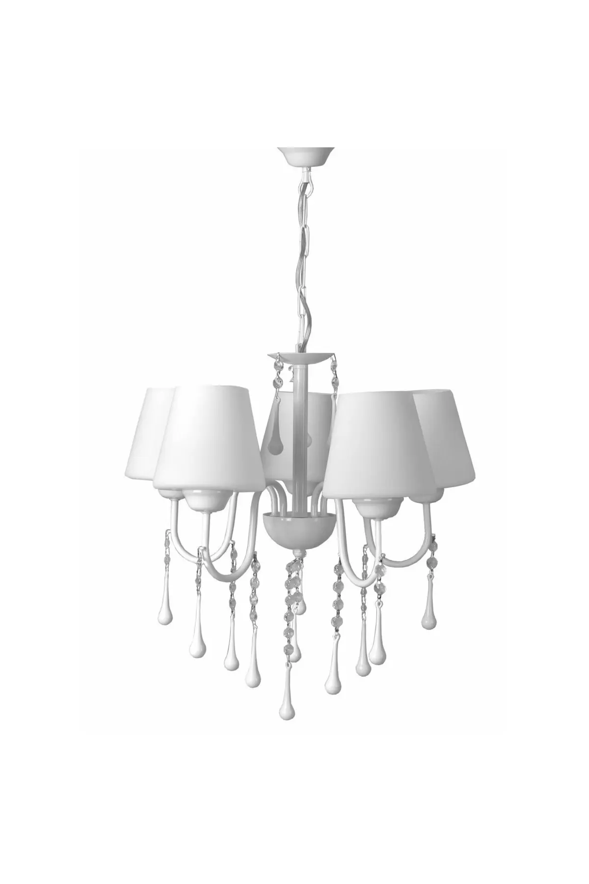 Wooden swan 5-piece beaded chandelier-white