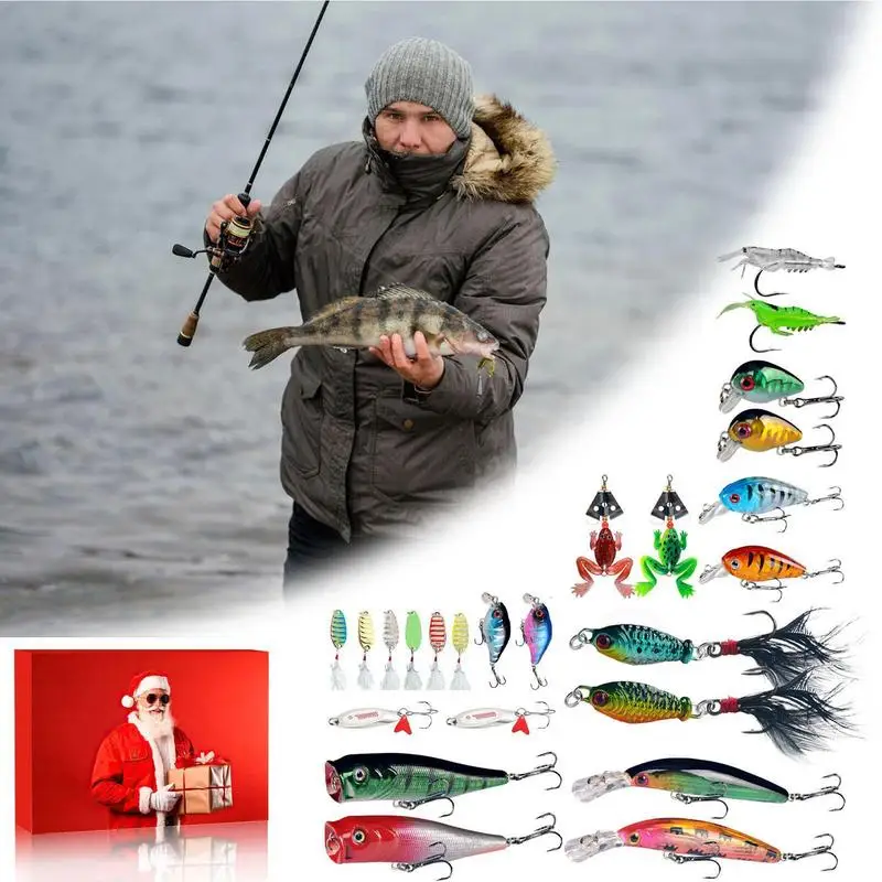 Fishing Lure Advent Calendar 24 Day Fish Lure Advent Calendars Fishing Set For Adult Men Teen Boys Father Boyfriend Grandpa