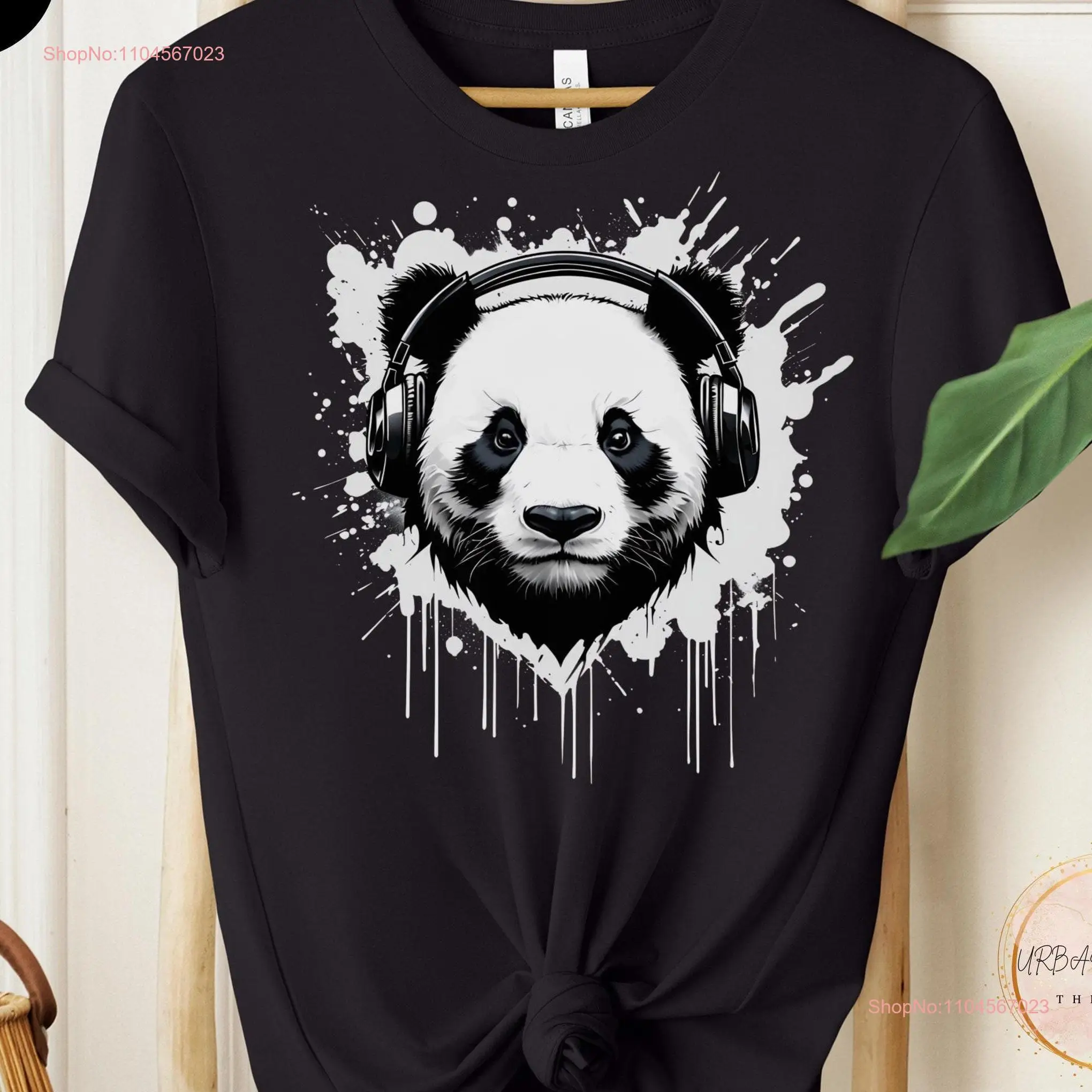 Panda Face T Shirt Urban Headphones Design for Trendy Wear Unique Music Lovers and Art Enthusiasts creative souls