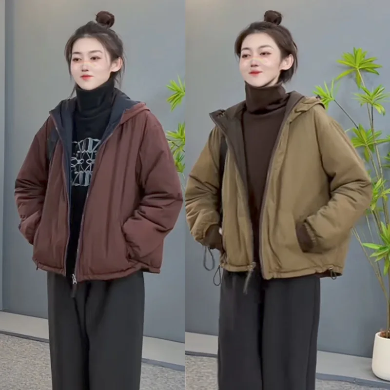 

Lightweight Double Sided Cotton Women Cotton Jacket Short Style 2025 Autumn Winter New Style Casual Loose Women Cotton Coat