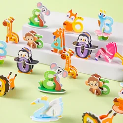 3D Cartoon Animal Number Foam Primary Jigsaw Puzzle Education Toys for Kids Toddlers Children Birthday Gift Classroom Rewards