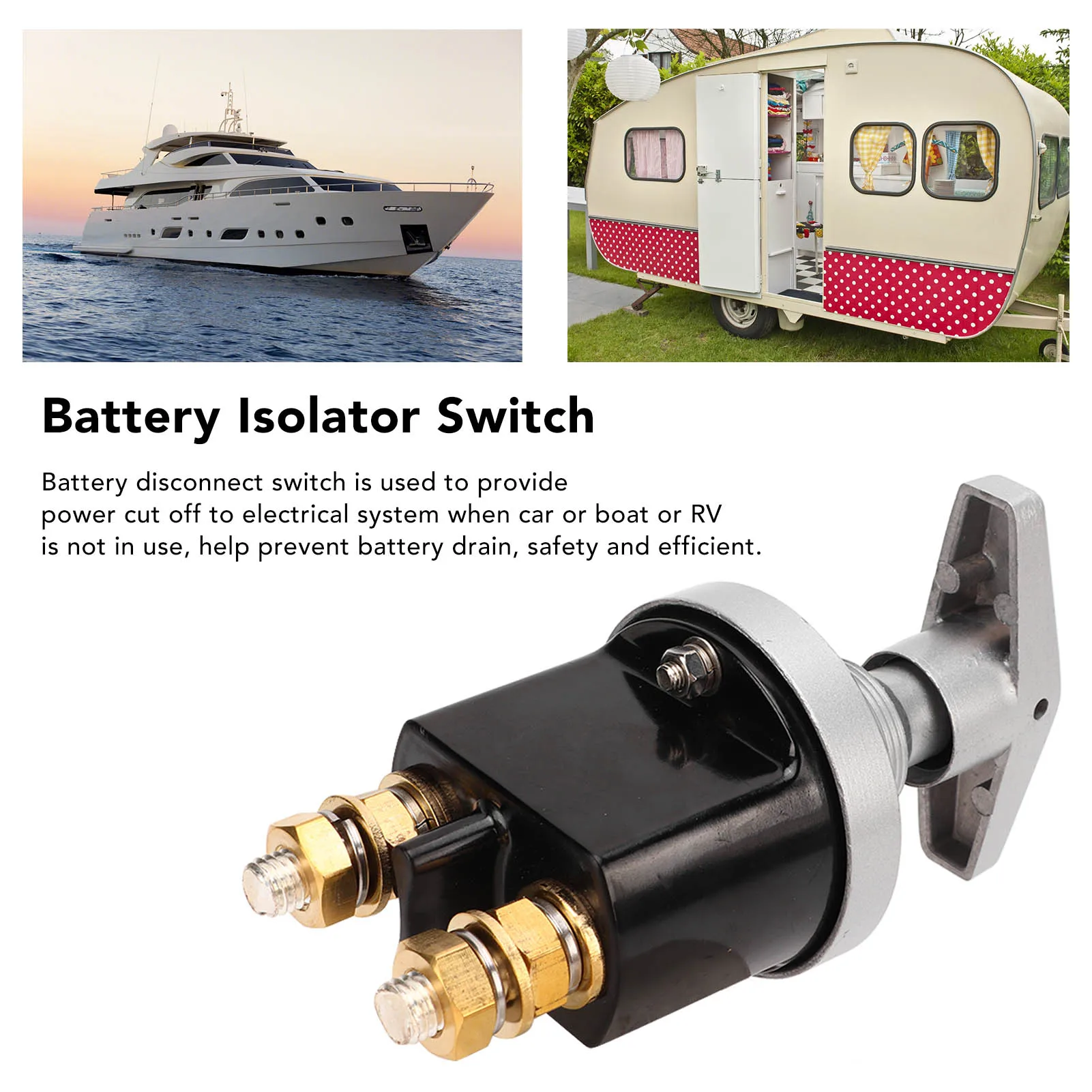 

Battery Power Cutoff Switch 12V 500A Rated Waterproof Protection Universal For Car Boat RV