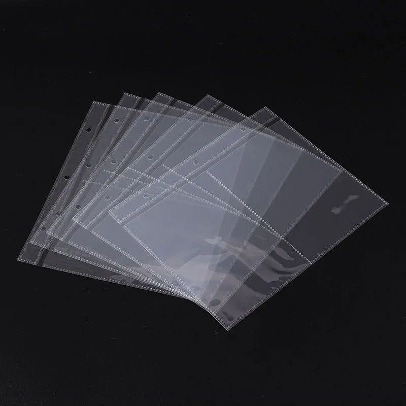 

50pcs Clear Folder 3Holes Loose Leaf Transparent Paper Storage Bag Documents Sheet Protector Punch Pocket Cover Binding Office