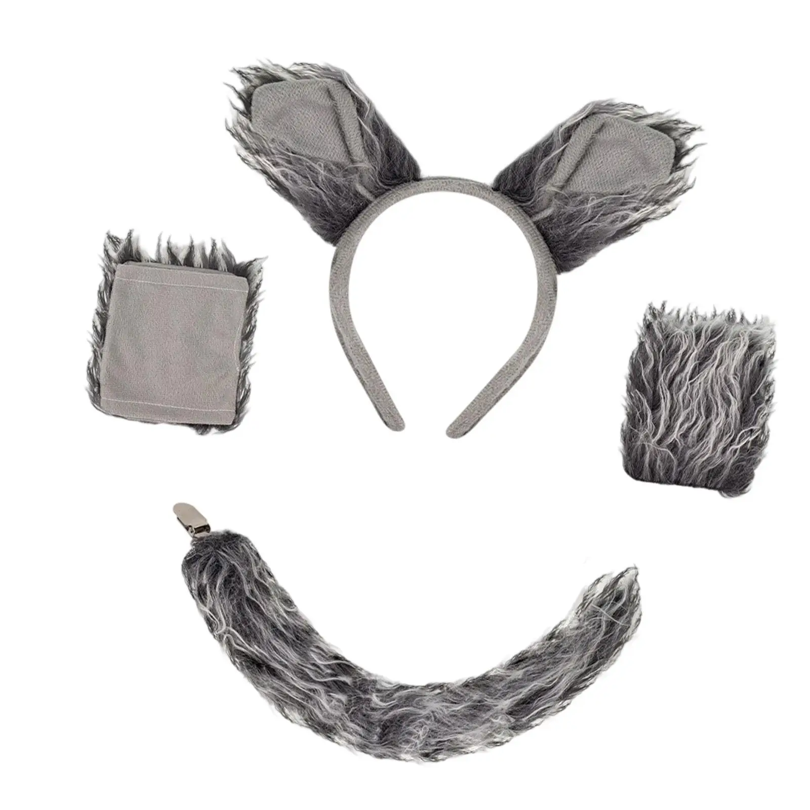 

Costume Set Fancy Party Role Play Cosplay Wolf Tail Paw Gloves Ears Headband for Adults Women Kids Girls Children