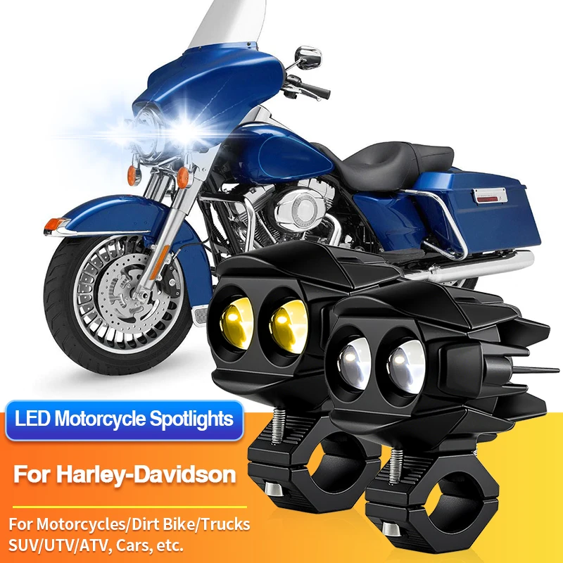 

1 Set LED Universal Motorcycles Headlight Dual Color Fog Light UTV ATV for Harley-Davidson Breakout/CVO Road Glide/Electra Glide