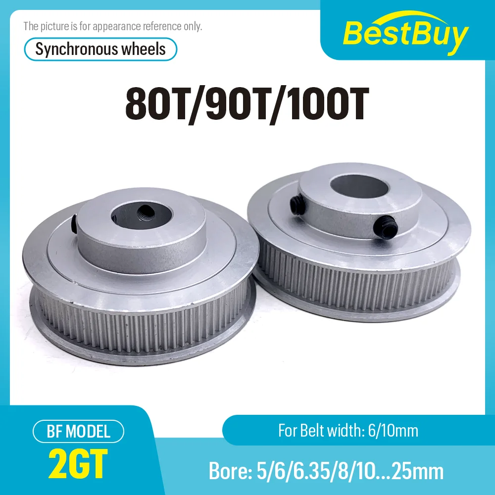 2GT Timing Pulle 80T 90T 100 Teeth Bore 5/6/6.35-25mm Belt Width 6/10mm 3D Printer GT2 Timing Belt Pulley