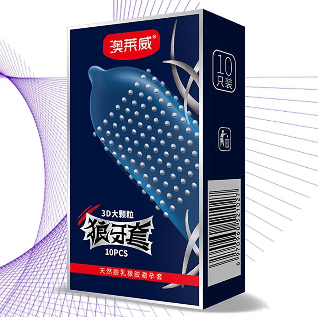 1box/10pcs Adult Condoms Latex Sensitive Dotted Massage Ribbed Stimulate