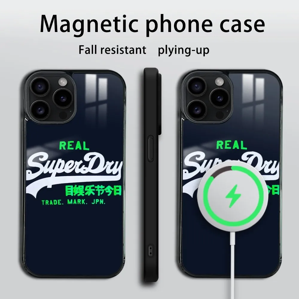 Trendy brand S-Superdry Phone Case For iPhone 16 15 14 13 12 11 Pro Max Plus Mini Magsafe Mirror Wireless Magnetic Cover