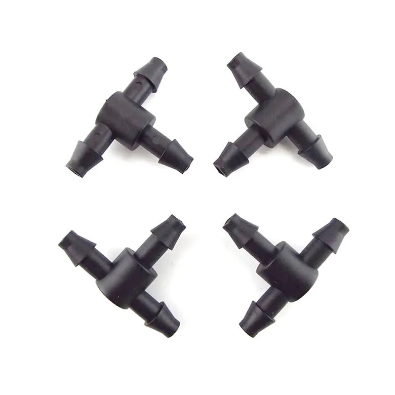 10pcs 4/7mm 3 Way Tube Hose Connector T-Shape Garden Watering System Adapter Plumbing Irrigation Barb hose Splitter Pipe Tee F1