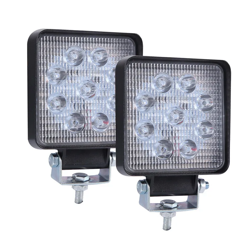 2Pcs 9LED Square Bright Work Light Emergency Lights 90W Warning Car SUV Truck Light Camping Hiking Work Light for Car