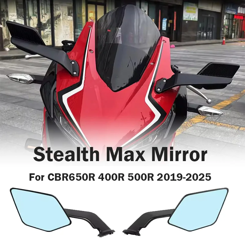 

For Honda CBR 650R cbr650r CBR500R CBR 400 R 2019-2025 Motorcycle Rearview Mirror With Wind Deflector Stealth Max Mirror