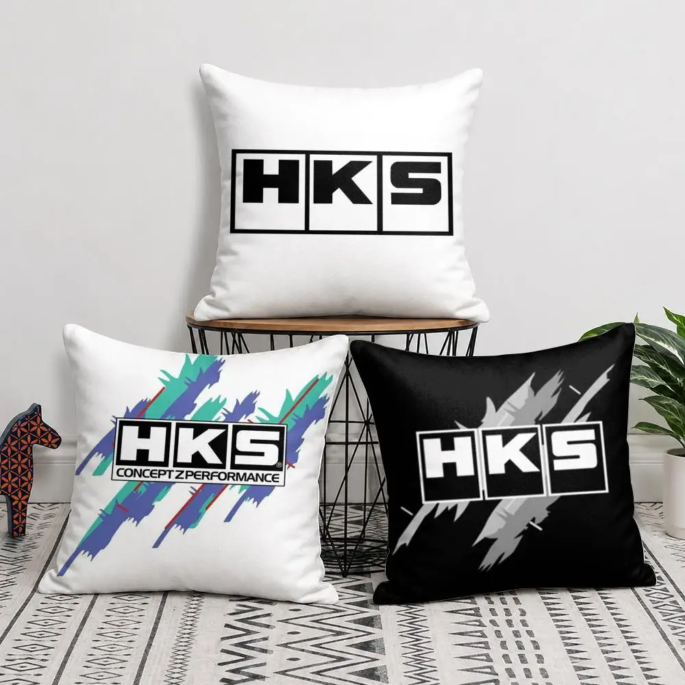 Retro Pattern H-Hks Cushion Cover Soft Short Plush Double-Sided Printing Home Decor Machine Washable Pillow Case Gift