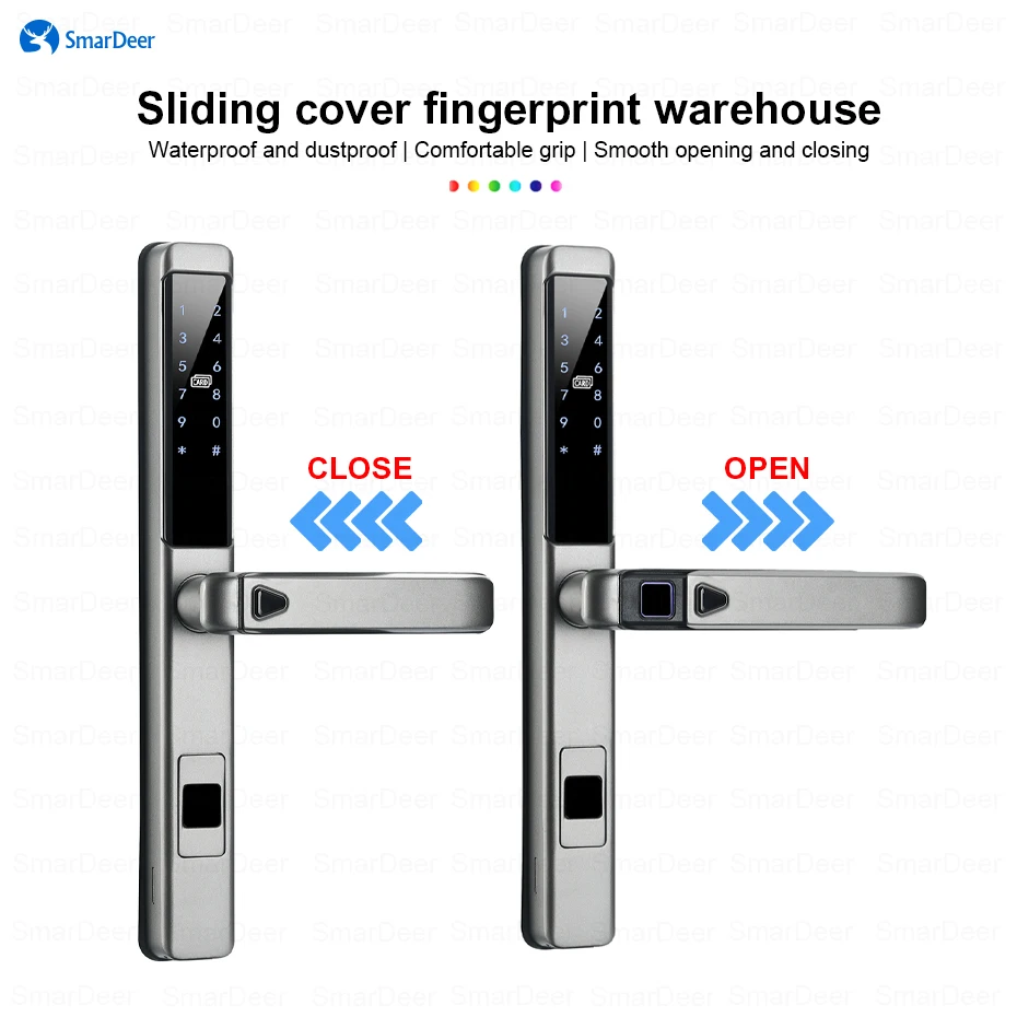 Imagem -04 - Smardeer-outdoor Fingerprint Lock Impermeável Tuya Smart Home Electronic Lock Aplicável a Portas de Liga de Alumínio