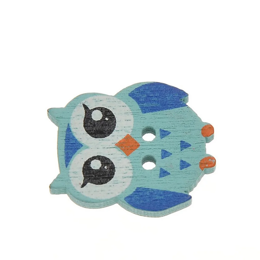 

100Pcs Owl Shape 2 Holes Wooden Buttons Colorful Sewing Scrapbooking Craft DIY Clothes Embellishments DIY Button