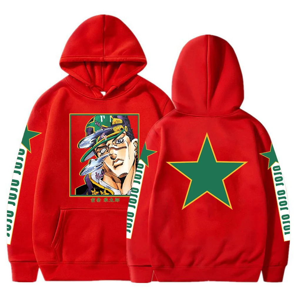 Harajuku Kujo Jotaro اليابان أنيمي جوجو غريب مغامرة هوديس المرأة موضة الهيب هوب المتضخم كم طويل بلوزات الملابس