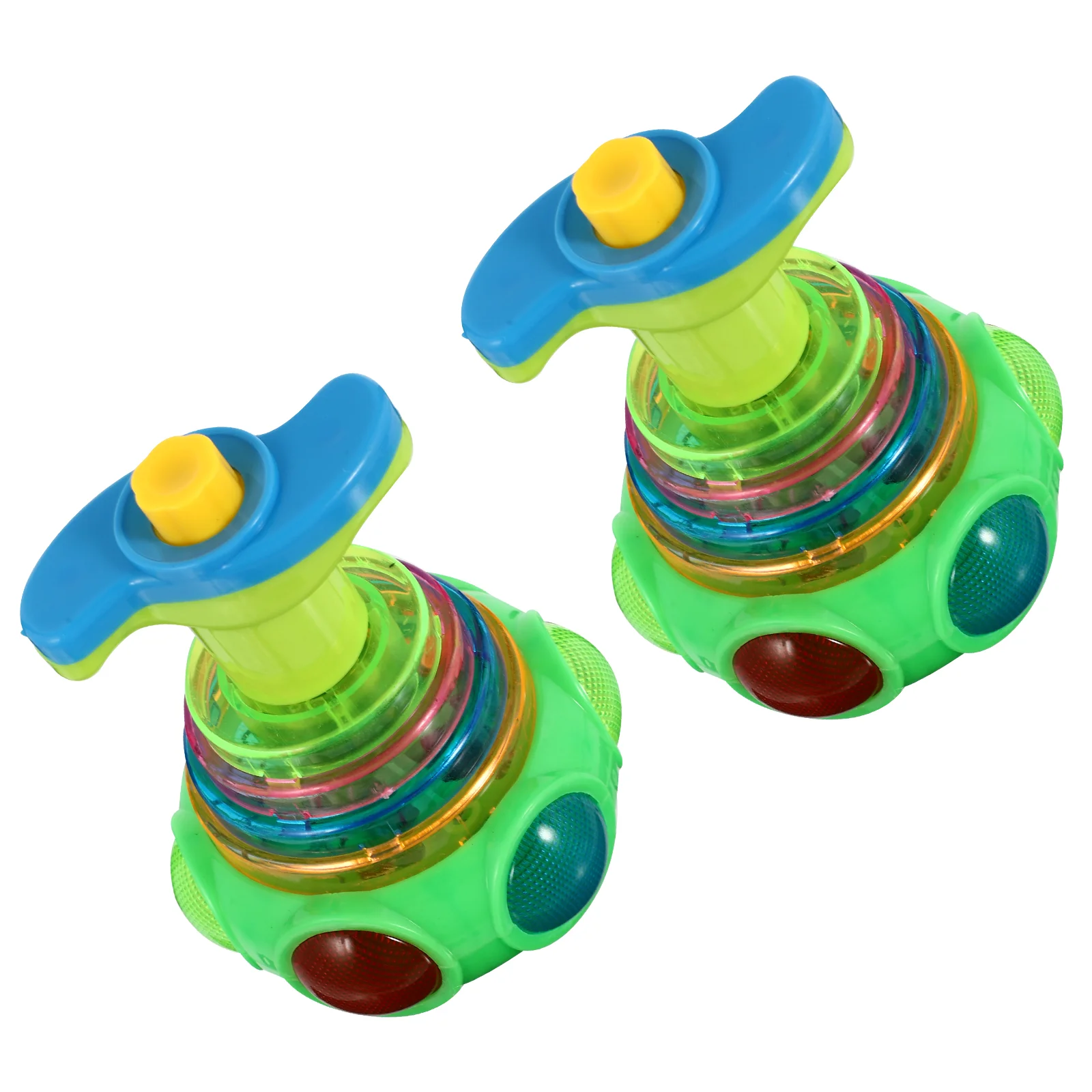

2 Pcs Spinning Top Toy Cartoon Decoration Products Costume Double Toys Kit Kids Gyro Flashing Educational Playthings Glowing