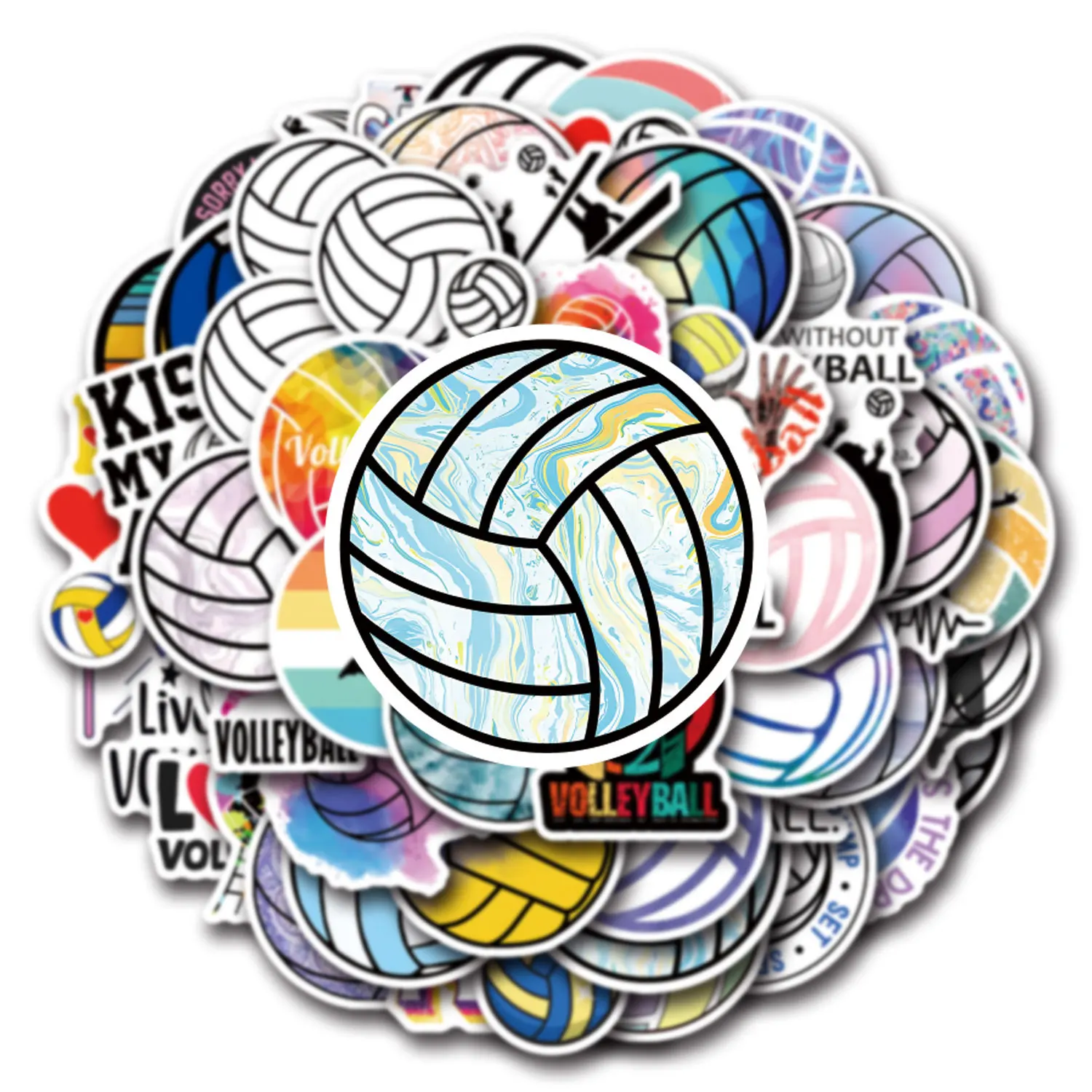 10/55/110PCS Volleyball Cartoon Stickers Ball Sports Graffiti Sticker Fridge Luggage Laptop Phone Guitar Car Bike Decals Toys