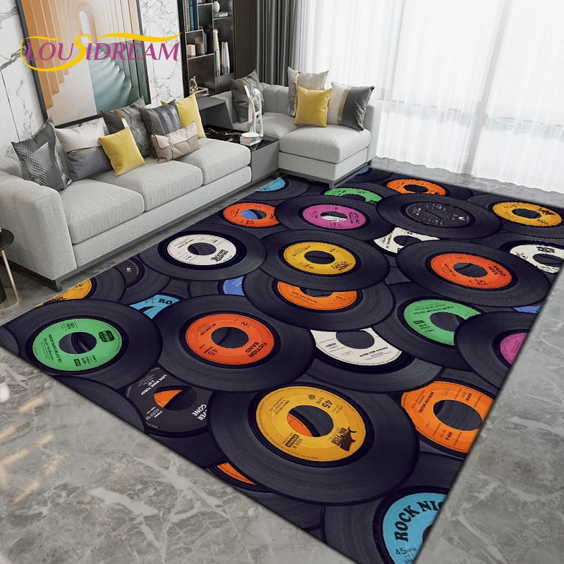 Classical Music Vintage Vinyl Record Area Rug Large,Carpet Rug for Living Room Bedroom Sofa,Kitchen Bathroom Non-slip Floor Mats