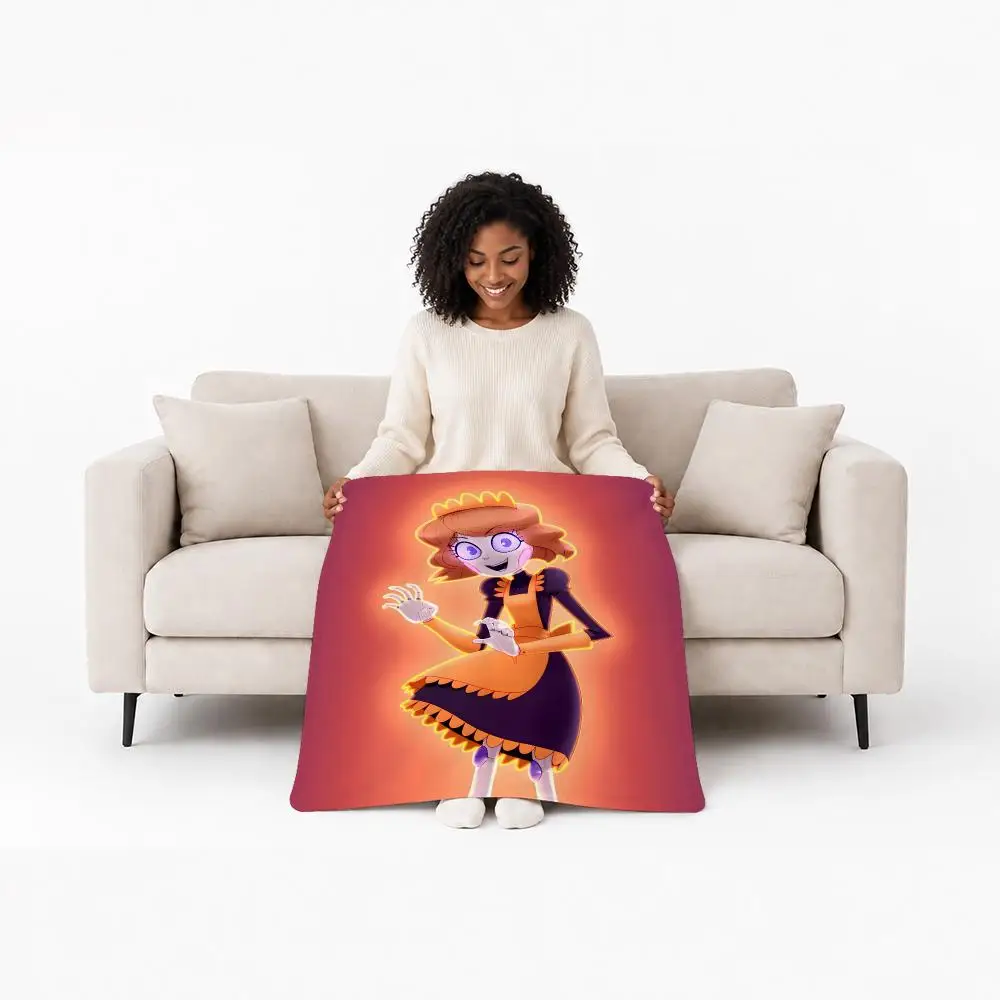 Cute Character Emmy the Robot Throw Custom Printed Flannel Fleece Blanket for Sofa Bed Office Travel & Camping