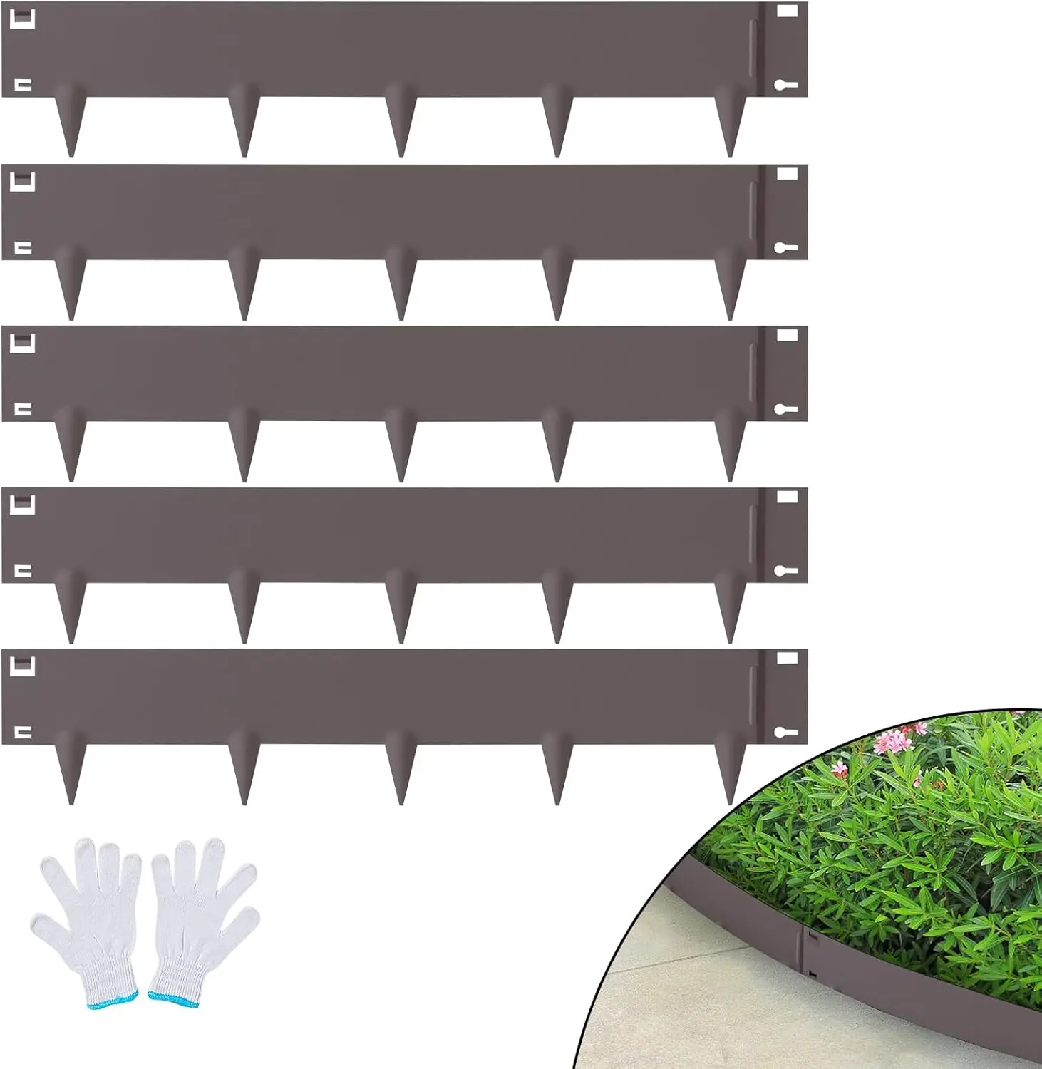 

Steel Landscape Edging, 5-Pack Steel Garden Edging Borders, 39" L x 5" H Strips, Hammer-in Edging Border, Bendable Metal