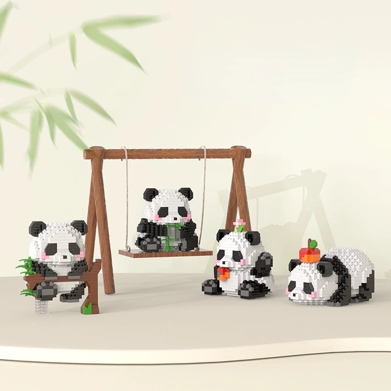 Cute Panda Series Building Block Toys with Small Particles BricksDIY Assembly Toy Figures for Children and Adults Gift