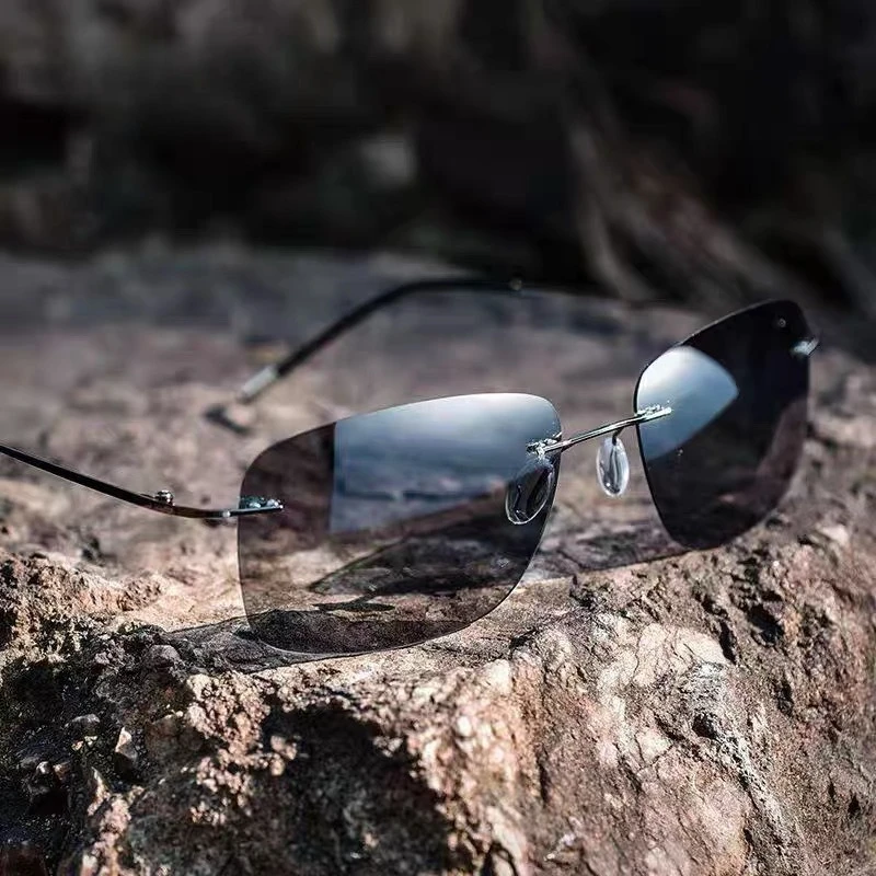 

Ultra-light Frameless Photochromic Glass UV Protection Polarized Rimless Sunglasses Summer Driving Night-vision Sports MJ0552