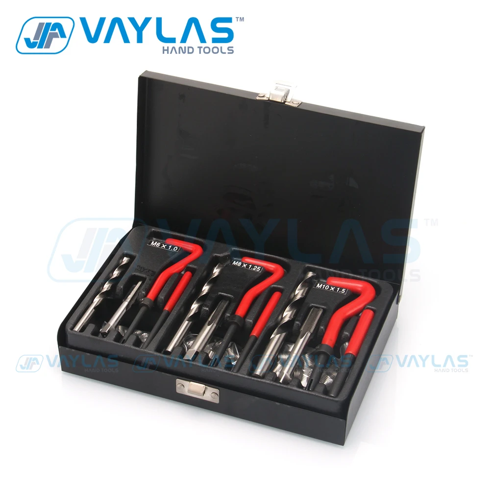 88pcs Thread Repair Set M6x1.0 M8x1.25 M10x1.5 Stainless Steel Wire Helical Coil Damaged Thread Insert Combination Garage Tools
