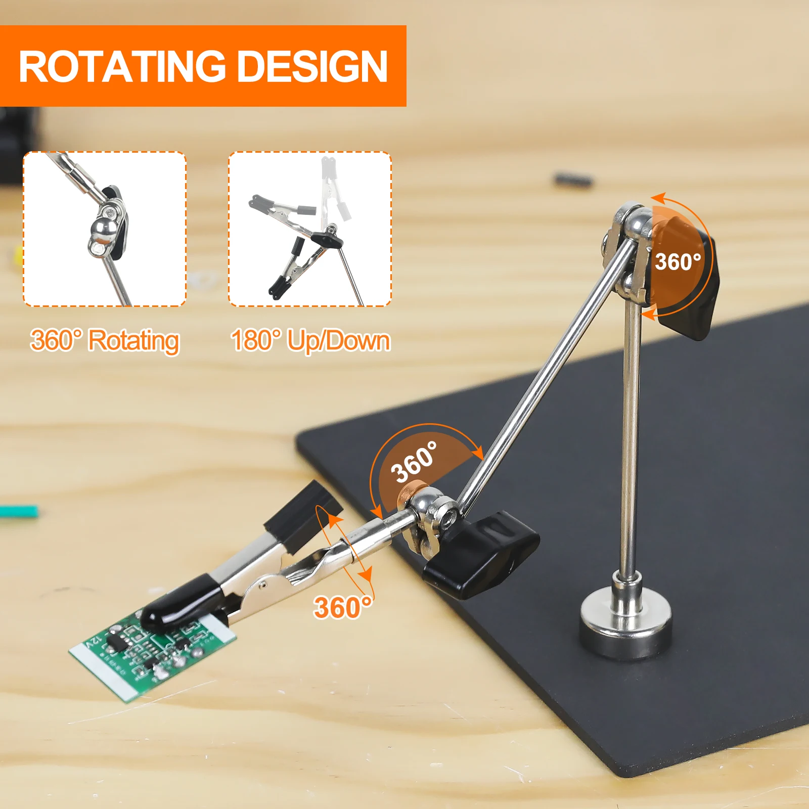 Toolour lutowanie trzeciej dłoni pomocnicze narzędzie z podstawą magnetyczną elastyczne ramię zacisk krokodylkowy do naprawy spawania PCB/IC/SMD