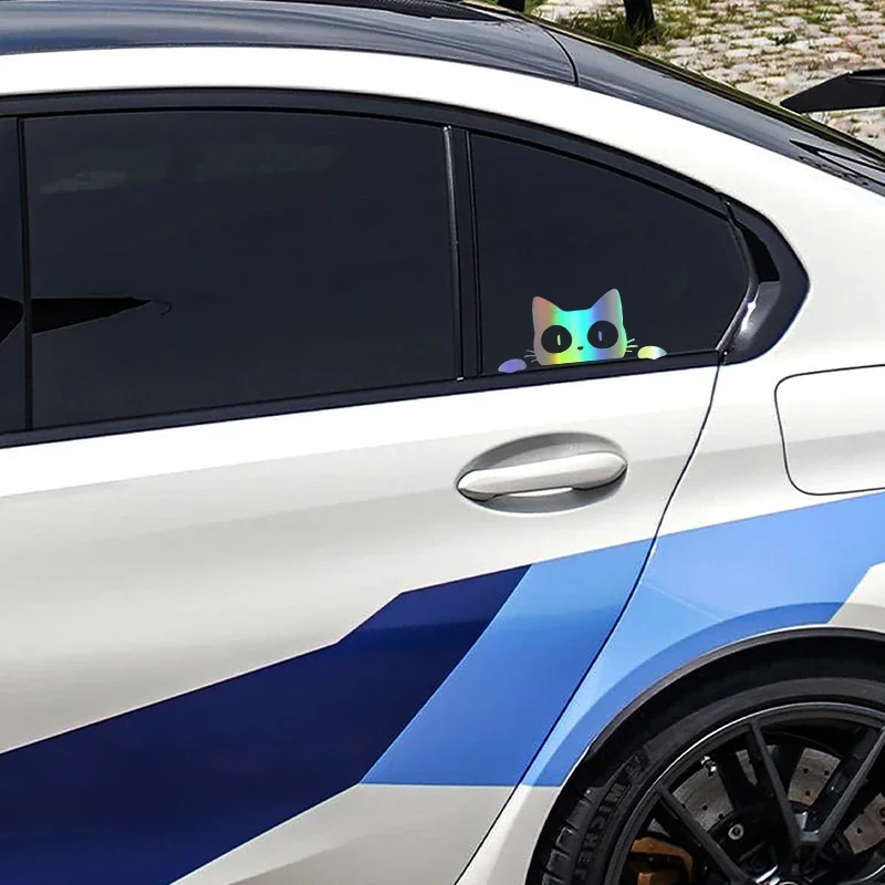 Universal Surprise Cat Peeking Stickel Nero/Bianco Divertente Decalcomania in vinile Car StylingDecorazione Accessori