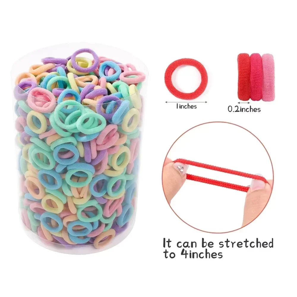 100/300/500PCS Colorful Basic Nylon Ealstic Hair Band For Girls Ponytail Hold Scrunchie Rubber Band Kid Fashion Hair Accessories