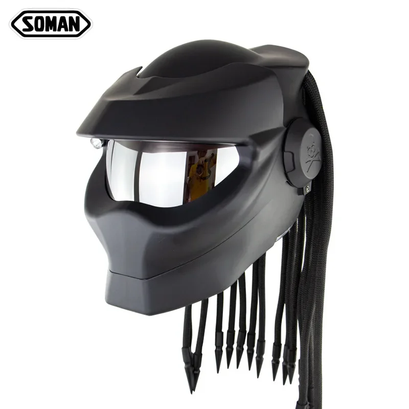 SOMAN Motorcycle helmet  retro braided helmet with laser light SM958 helm motorcycle  full face helmet  소두핏 레트로 헬멧