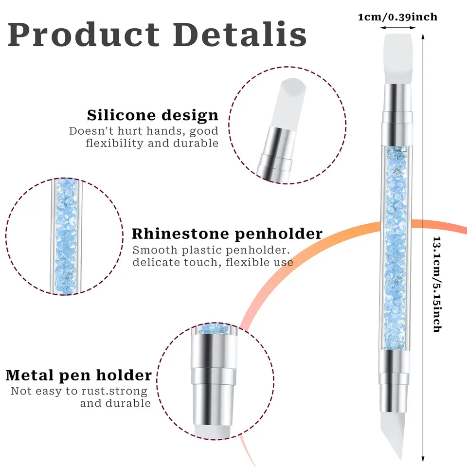 5 piezas de bolígrafos de escultura para uñas con doble punta de silicona, herramientas para uñas acrílicas y resina 2
