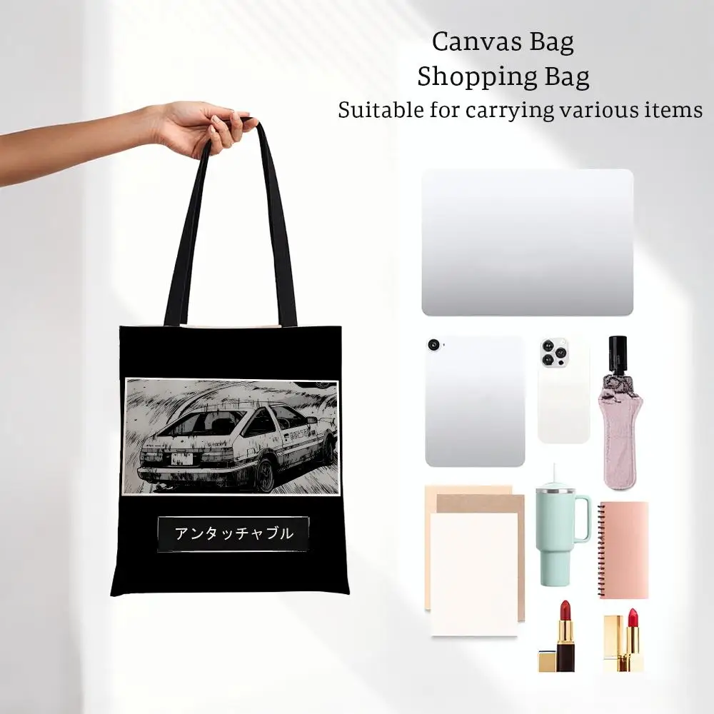 Anime Racing Initial D Storage Bags Lightweight Printed Canvas Bag Portable Daily Shopping Shoulder Bag