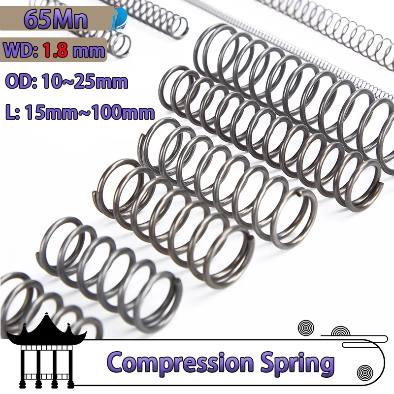 

5 Pcs 65Mn Wire Diameter 1.8mm Cylidrical Coil Compression Spring Return Compressed Springs Release Pressure Spring Steel Coils