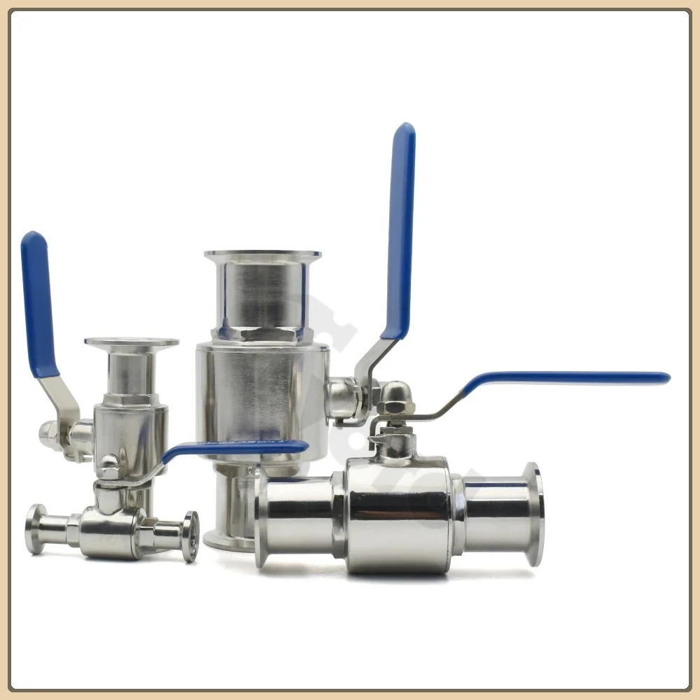 OD12.7-51mm 304/316L Stainless Steel Sanitary Grade Straight Through Fast Ball Valve With Three Clamps 25.4-64mm Self-made