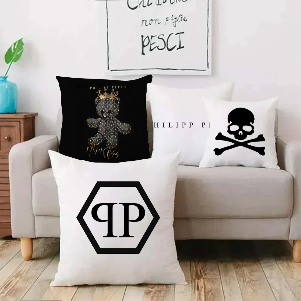 Horror Skull P-PLEINS Qp-P-PHILIPPS Pillow Covers Cartoon Sofa Decorative Home Double-sided Printing Short Plush Cushion Cover