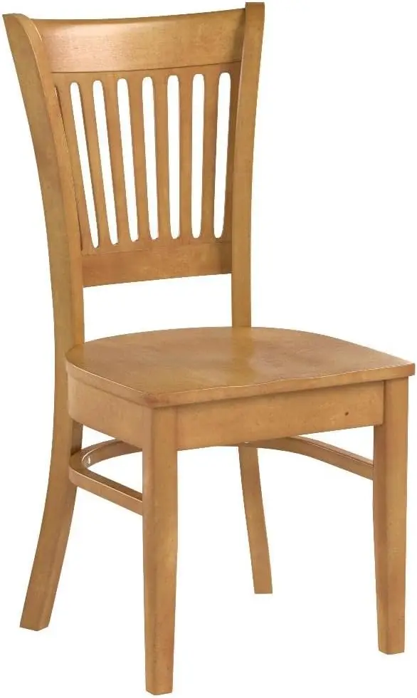 West Furniture VAC-OAK-W Vancouver Kitchen Dining Chairs - Slat Back Wooden Seat Chairs, Set of 2, Oak